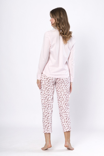 Pijama de señora Laveza 1623 Grazyna - algodón, rosa claro, manga larga