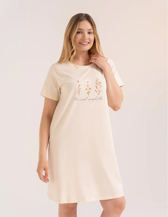 Camisón Moraj PDK2800-007 de algodón color durazno con manga corta