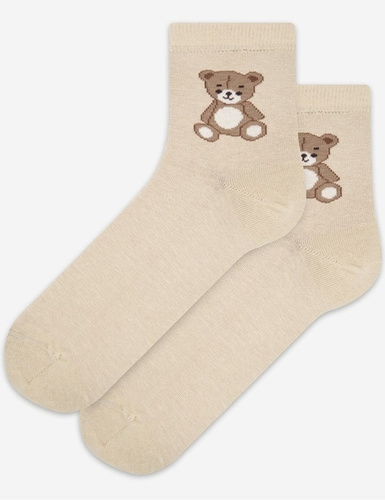 U84.01P Calcetines de mujer Wola Perfect Woman beige 965- algodón, dibujos de colores