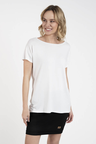 Ksenia Blusa manga corta Moda Italiana - blanco