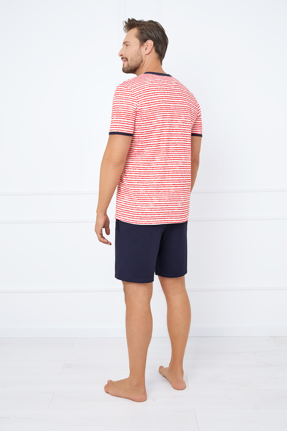 Flota Pijama manga corta hombre, short Moda Italiana - estampado rojo/azul