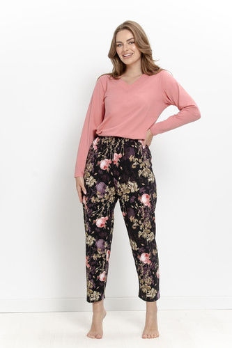 Pijama de mujer Taro Maribel 3614 coral 100% algodón manga larga 7/8