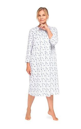 Camisón Bogna II 204 Camisón azul Martel de manga larga de 32 botones de algodón, ideal para regalar a la abuela