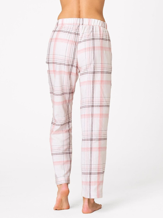 Pantalones de pijama Key LHE 415 blancos – franela a cuadros, 100% algodón