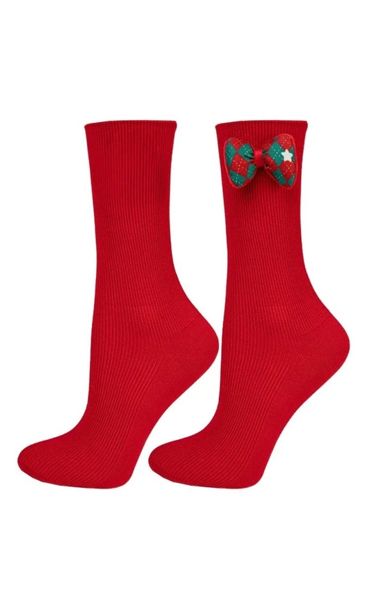 Calcetines festivos de algodón acanalado para mujer Moraj CDC700-036 con aplicación en 3D