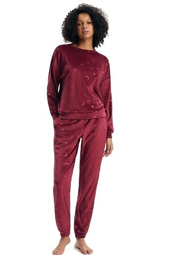 Pijama de mujer Henderson 45439 Gilly Carmine 100% algodón manga larga