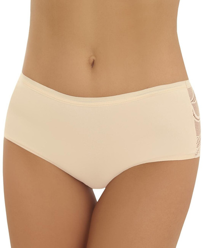 Braguita de mujer de algodón de talle alto Lori Emili en color beige con espalda de encaje.