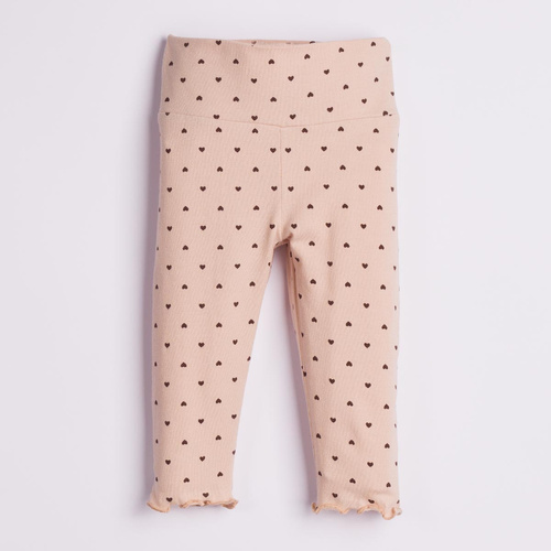 226201 Nicol HANIA Leggings infantiles de algodón beige con corazones