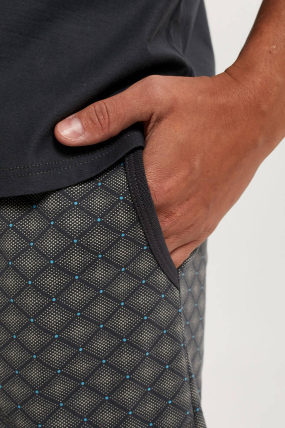 Abel Pijama de manga corta para hombre, pantalón corto Moda Italiana - grafito/estampado