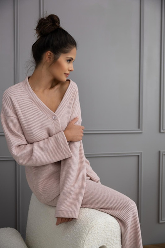 Alani Sensis pijama de mujer rosa empolvado - viscosa, manga larga, abotonado
