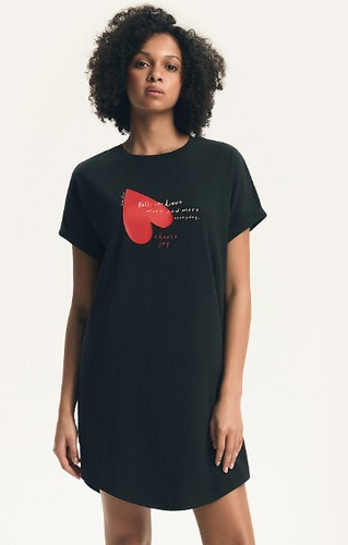 Camisón de señora 44490 Emela melocotón Henderson, 100% algodón, manga corta, medio escote redondo