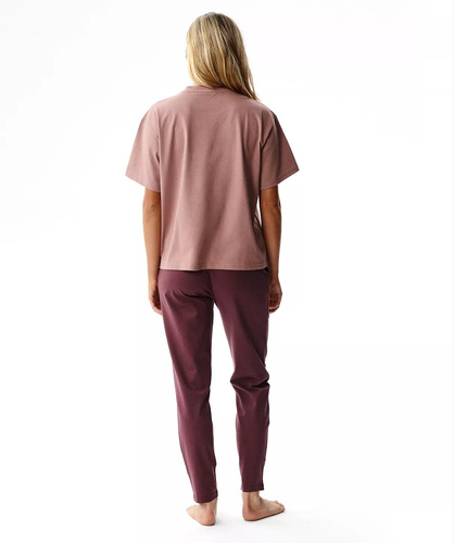 Atlantic NLP-516 Pijama de mujer 100% algodón Manga corta Pantalones largos vino