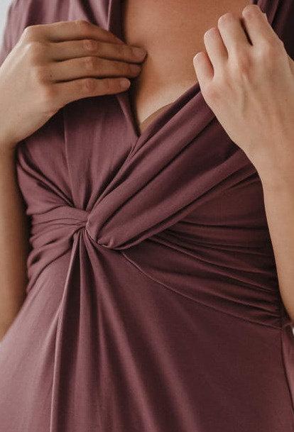 Vestido de maternidad y lactancia Loop Milk&Love - marrón rosado, manga 7/8, viscosa