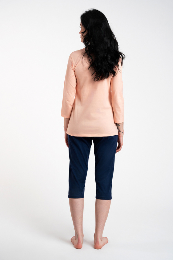 Arietta Pijama de mujer manga 3/4 y pantalón 3/4 Moda Italiana - salmón
