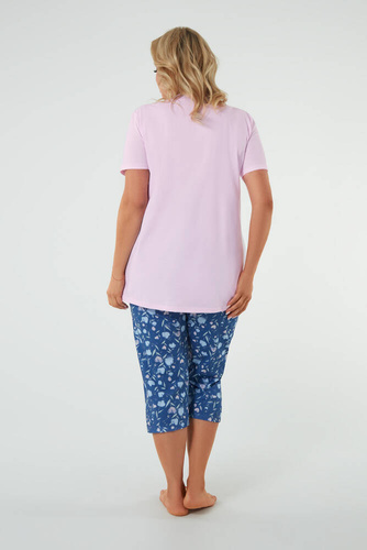 Pijama Señora manga corta, pantalón 3/4 Moda Italiana rosa/estampado