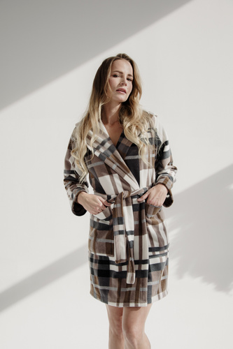 031 Manta albornoz De Lafense - cálido albornoz de vellón para señora Super Cozy, marrón