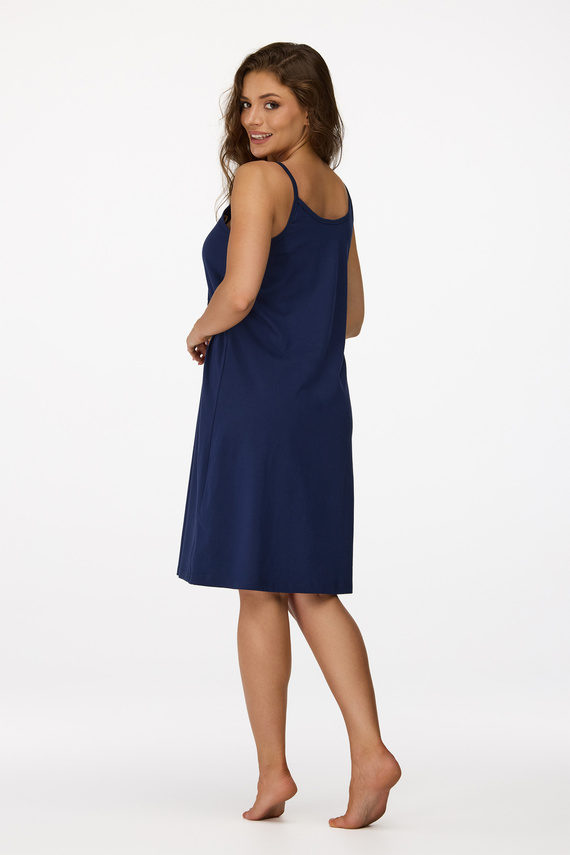 no. 25 Camisón de embarazada Senizo azul marino - 100% algodón, cremallera de lactancia, tirantes