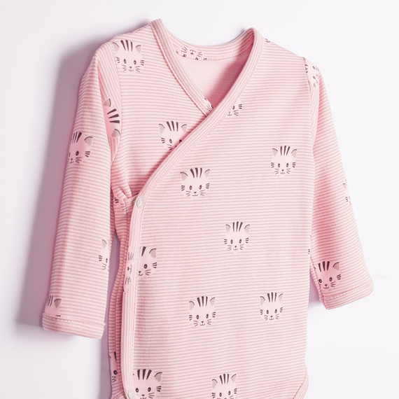 Body cruzado Nicol Tosia 225098 algodón rosa con gatitos manga larga