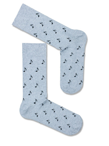 0125.077 Notes - calcetines de hombre Milena con motivo de notas, Light Melange,