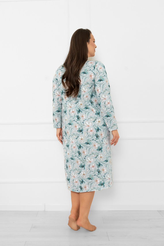 Camisón de señora Sekwoja - algodón, manga larga, estampado floral Moda Italiana