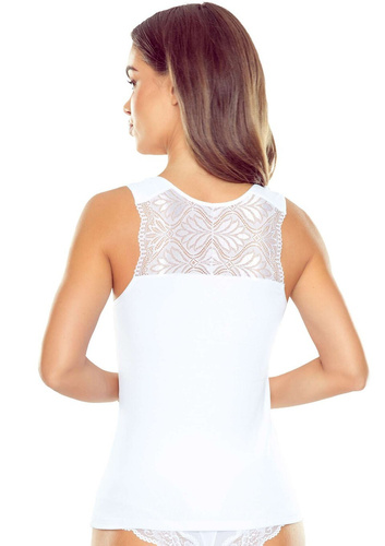 Top mujer Ovena Eldar de viscosa acanalada con escote V de encaje