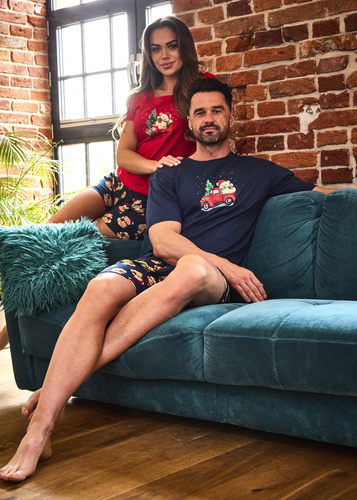 628/432 Pijama de mujer Teddy Cornette - Navidad, algodón, manga corta y pantalón