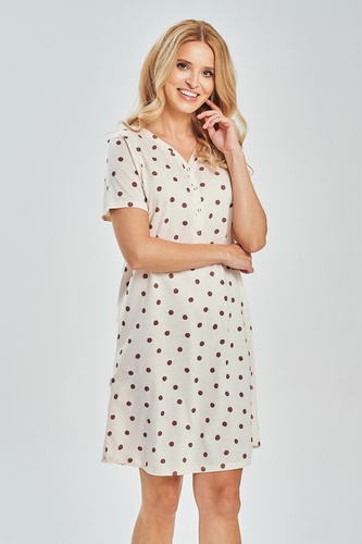 3529 Nita Camisón de mujer Taro - 100% algodón en guisantes, lactancia | broches, antes de la rodilla