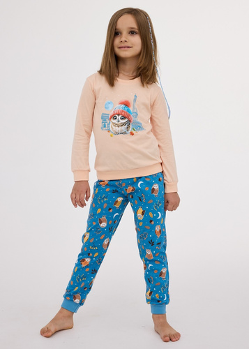 977/188, 978/188 Pijama para niña Paris - algodón, manga larga, color melocotón
