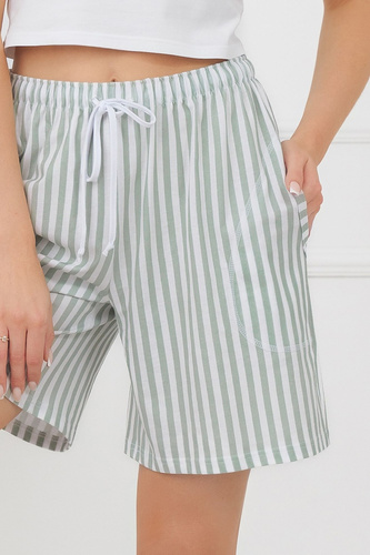 Shorts mujer Faro Italian Fashion 100% algodón rayas bolsillos