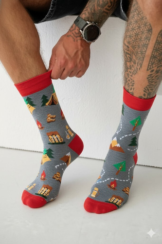 0125.053 Trekking - calcetines de hombre Milena con estampado de colores, Melange