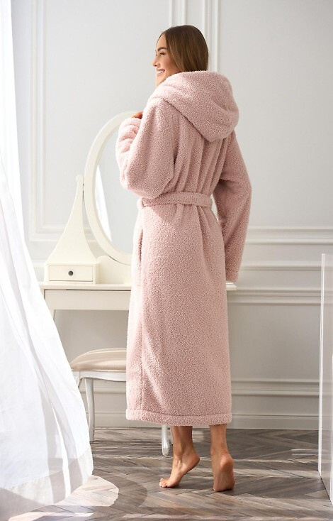 2556 Heaven Bata larga de mujer L&L con capucha - rosa empolvado