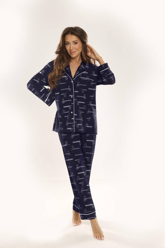 718 Madeleine Cat Love Pijama de mujer Forex - azul marino