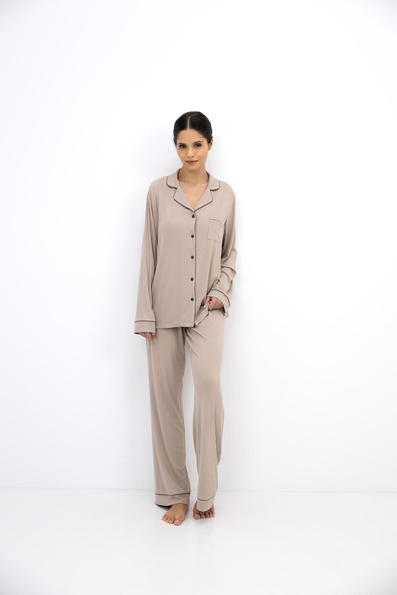 Sensis Novara Cappuccino pijama de viscosa para mujer con botones