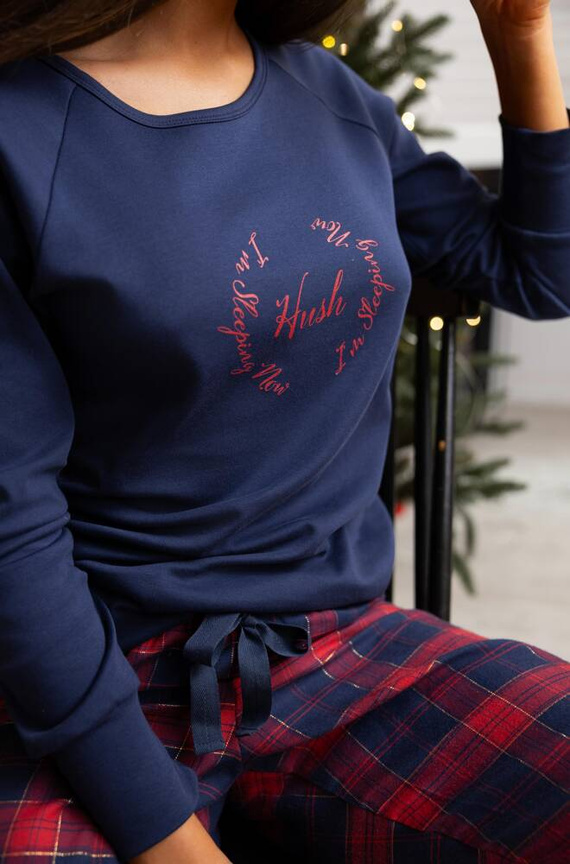 Emmeline Pijama de mujer Sensis Flannel - azul marino-rojo