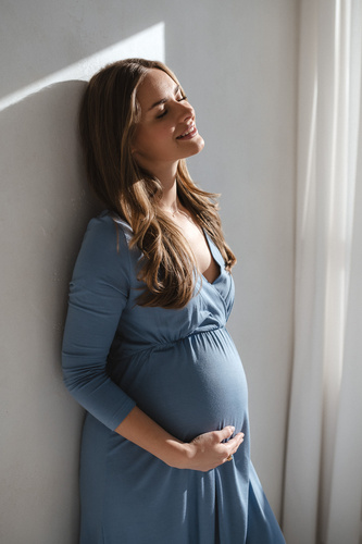 Star Light Camisón de bambú para embarazo y lactancia 7/8 Milk&Love azul - transpirable, para hospital, lactancia cómoda