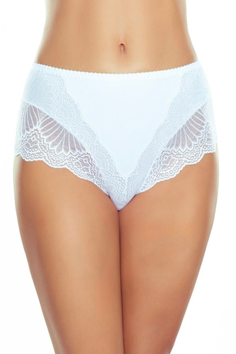 Eldar Viana braga moldeadora blanca, talle alto, ribete de encaje, microfibra