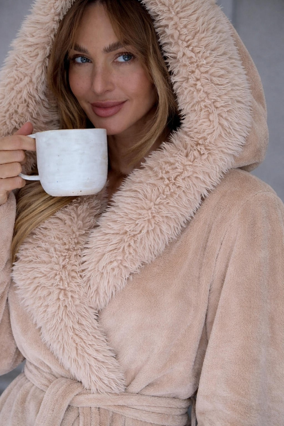 L&L Ana 2646 Angora albornoz largo de mujer de felpa con pelo