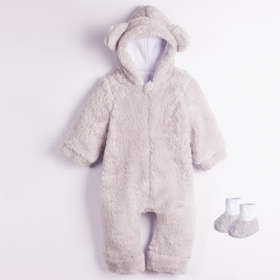 228270 Nicol FARMA Mono de oso + botines para bebé gris claro algodón