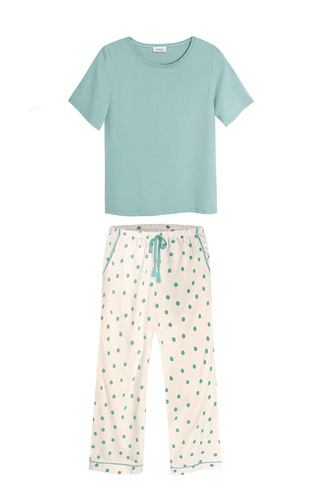 Pijama Aria 2 PS82 Mefemi by Nipplex mujer viscosa lunares verde-milk