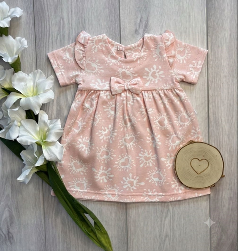 Vestido para bebé Mamatti SK16332 rosa de algodón con corazones