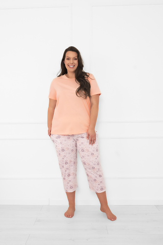 Pijama de mujer Satui - algodón, manga corta y pantalón 3/4 Moda Italiana