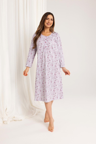 Camisón de señora Regina 017 rosa - algodón, manga larga, cómodo y clásico