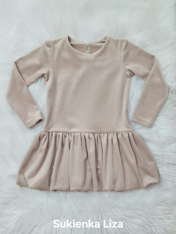 Liza Vestido de terciopelo para niña Bambarillo beige - elegante y cómodo