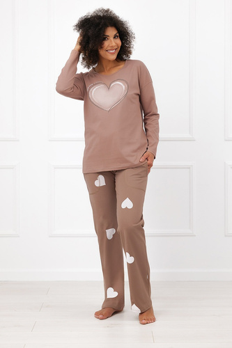 Italian Fashion Mila Pijama larga de mujer Mega Soft con corazones y bolsillos