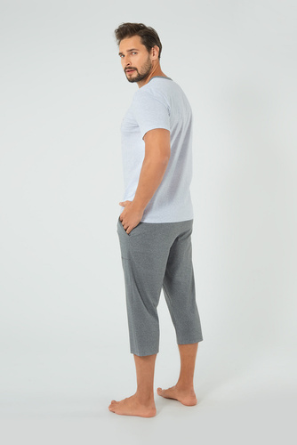 Junak Moda italiana de manga corta y pantalón 3/4 para hombre - j.mélange/r.melange