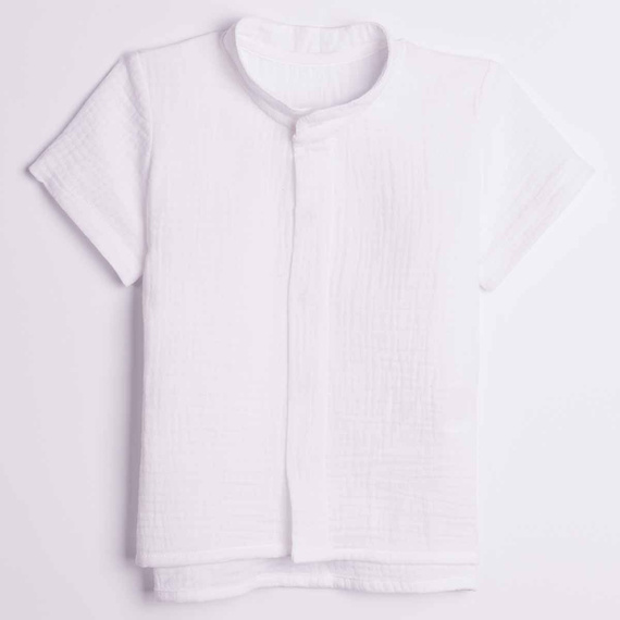 Camisa para niño Nicol 224350 muselina 100% algodón manga corta blanca