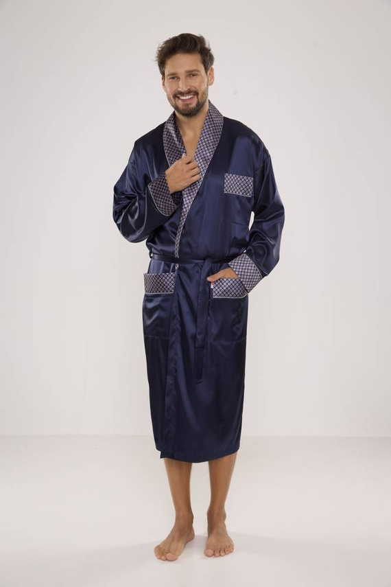 940 Albornoz de satén para hombre Forex - azul marino