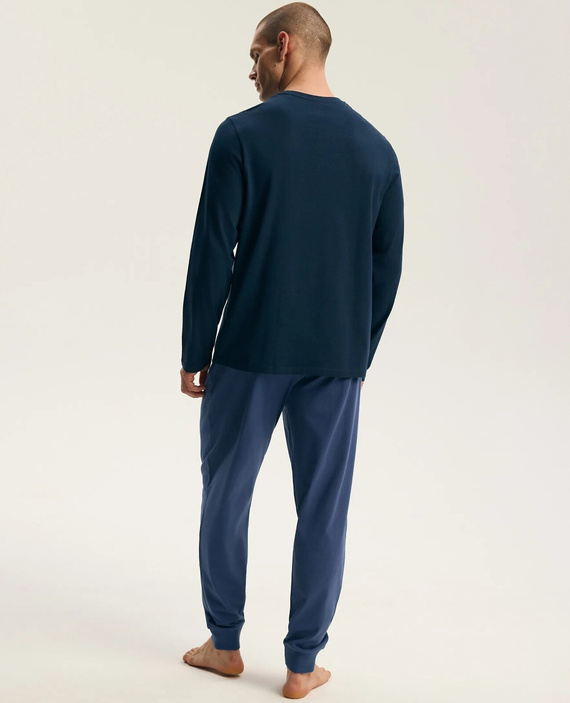 Henderson Fin 45499 Pijama larga para hombre 100% algodón con estampado steel blue