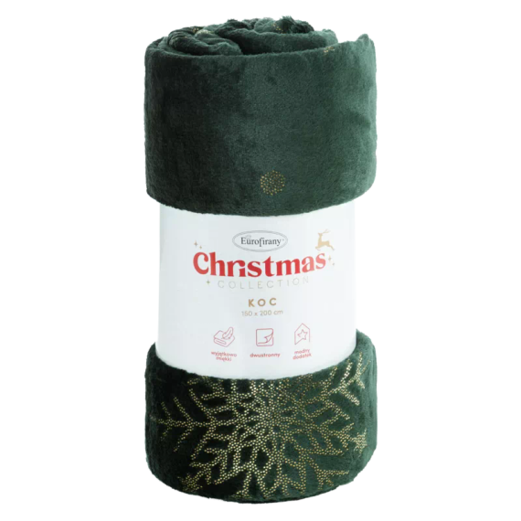 Eurofirany Manta de Navidad verde - colcha de microfibra suave, 240 g/m²