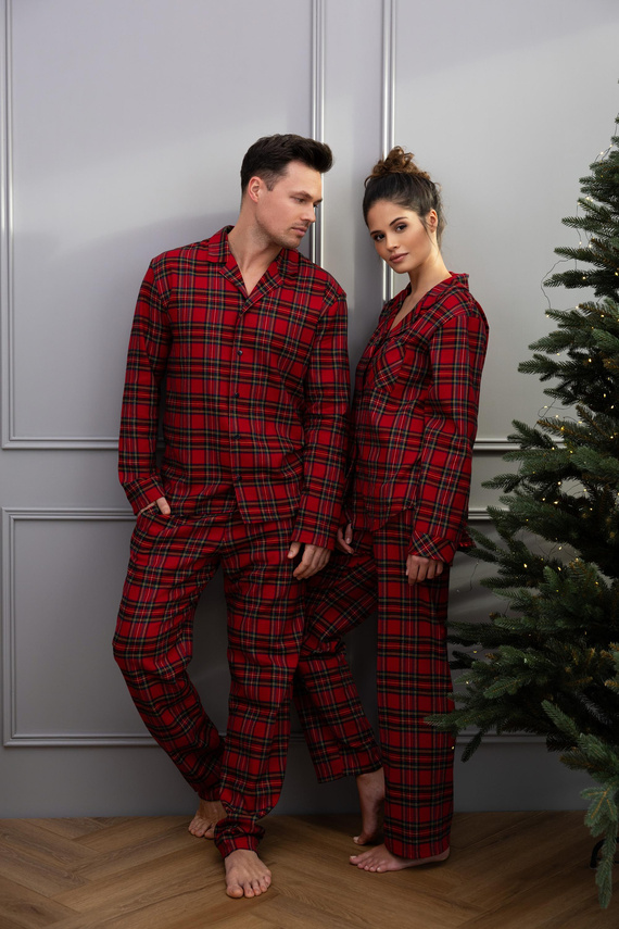 Philip Sensis pijama de hombre - franela a cuadros, cremallera